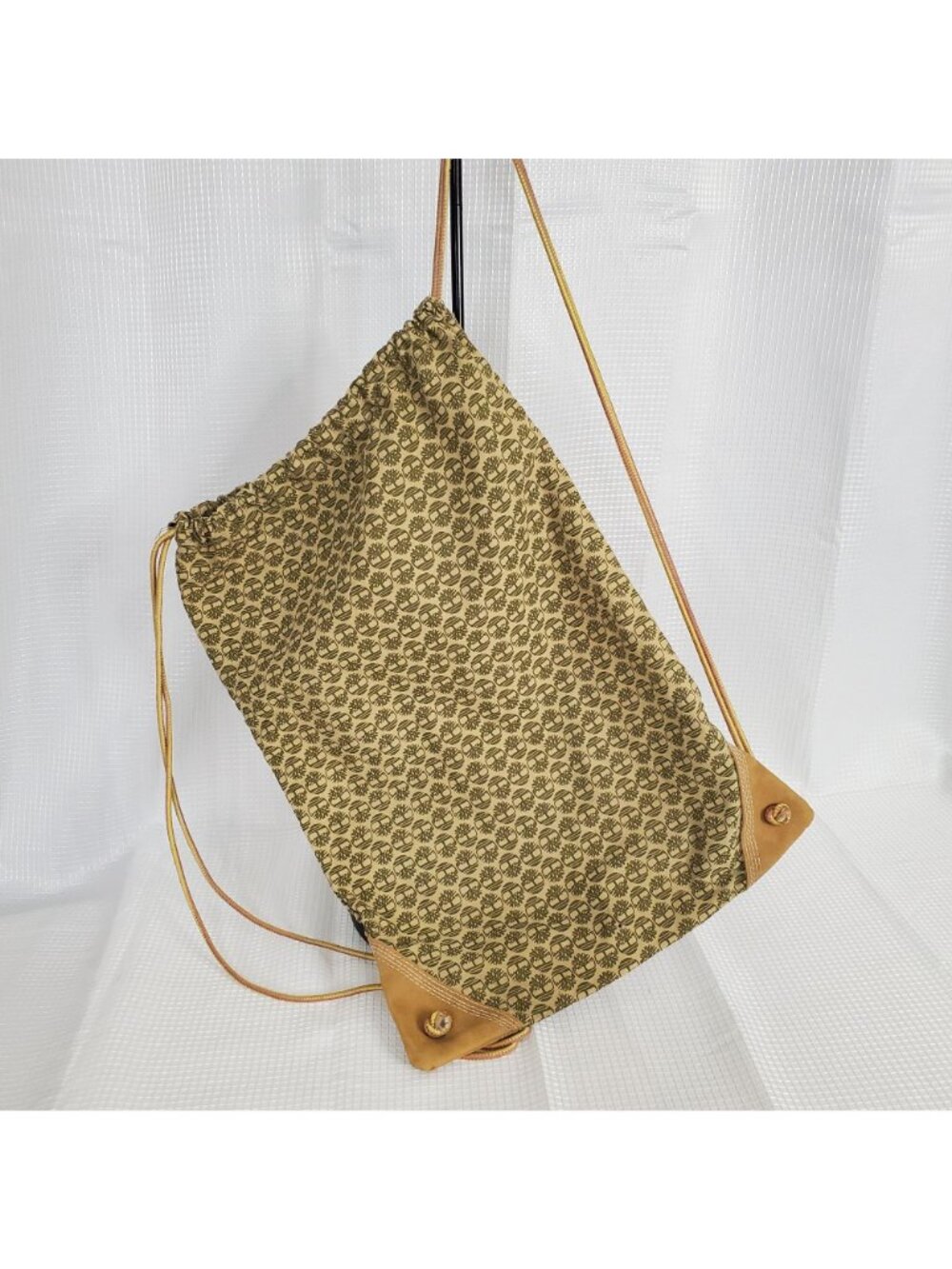Timberland Cinch Bag Sack Duffel Pull String Canvas Drawstring Carry All Logo - Picture 4 of 9